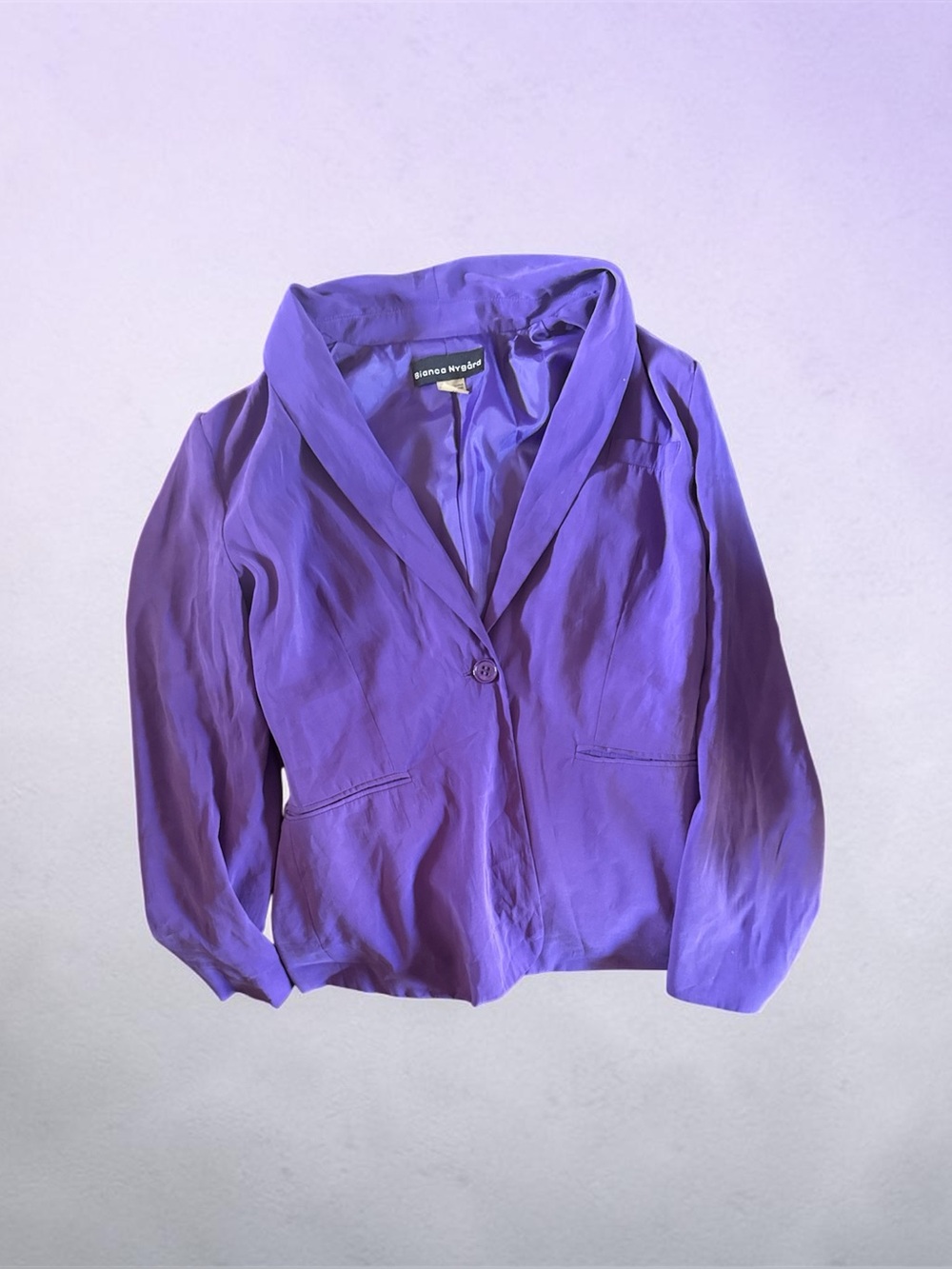 Women's Purple Single-Button Shawl Collar Blazer Jacket